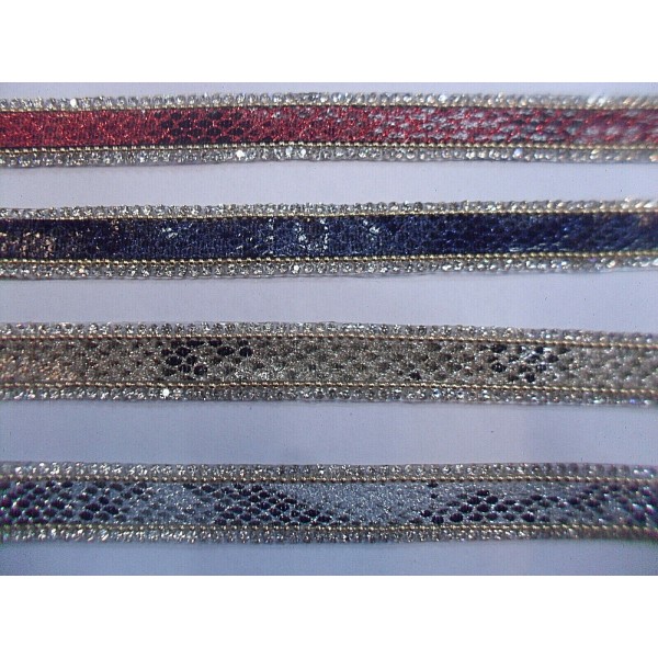 NOVITA' PASSAMANERIA MODA ECOPELLE E STRASS TERMOADESIVA H. 14 mm.TAGLIO 50 cm.