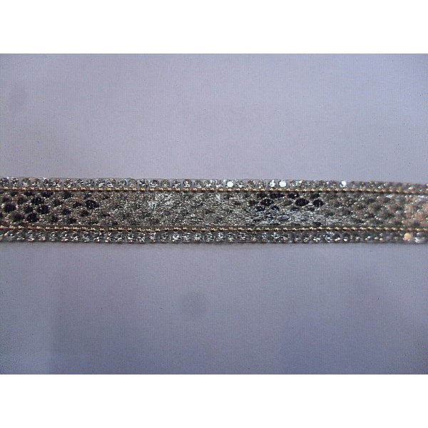 NOVITA' PASSAMANERIA MODA ECOPELLE E STRASS TERMOADESIVA H. 14 mm.TAGLIO 50 cm.