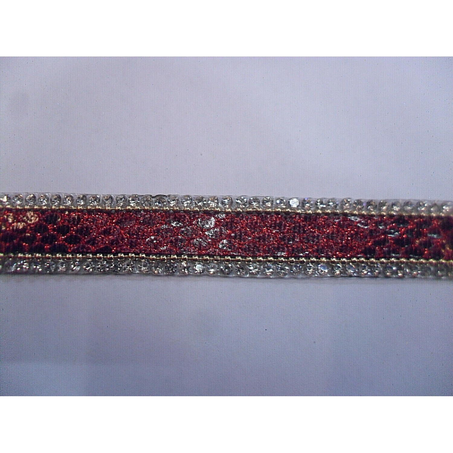 NOVITA' PASSAMANERIA MODA ECOPELLE E STRASS TERMOADESIVA H. 14 mm.TAGLIO 50 cm.