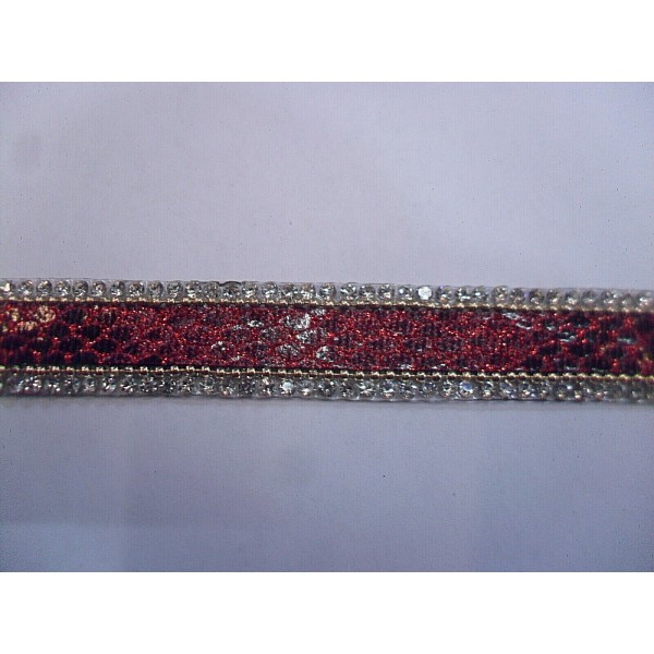 NOVITA' PASSAMANERIA MODA ECOPELLE E STRASS TERMOADESIVA H. 14 mm.TAGLIO 50 cm.