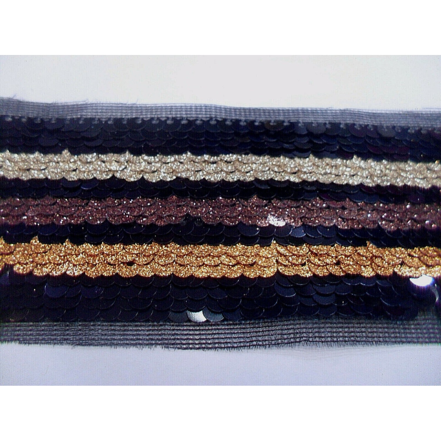 NOVITA' PASSAMANERIA ELEGANTE RICAMO RIGHE PAILLETTES H. 48/58 mm. 50 O 100 mm.