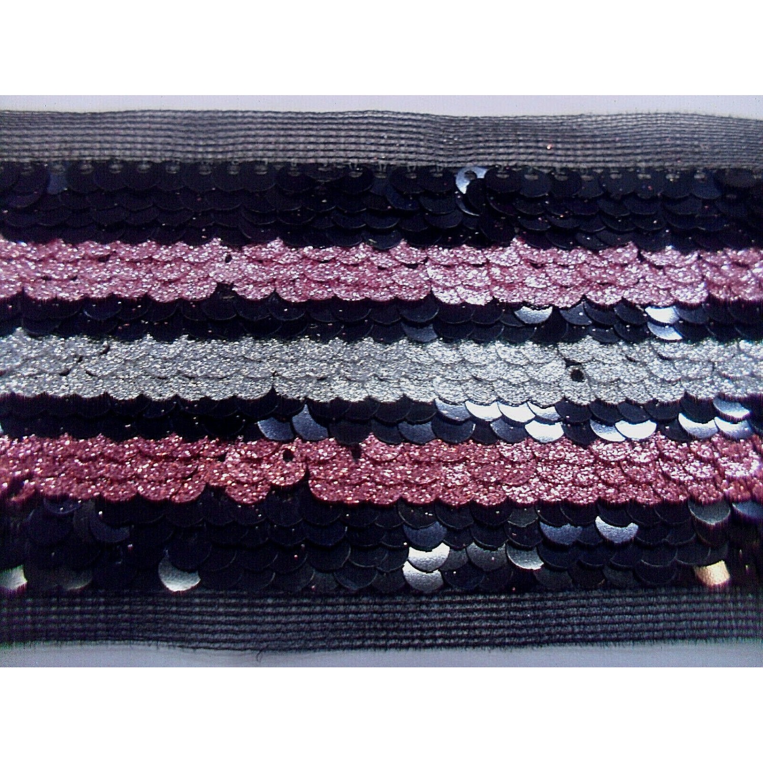 NOVITA' PASSAMANERIA ELEGANTE RICAMO RIGHE PAILLETTES H. 48/58 mm. 50 O 100 mm.