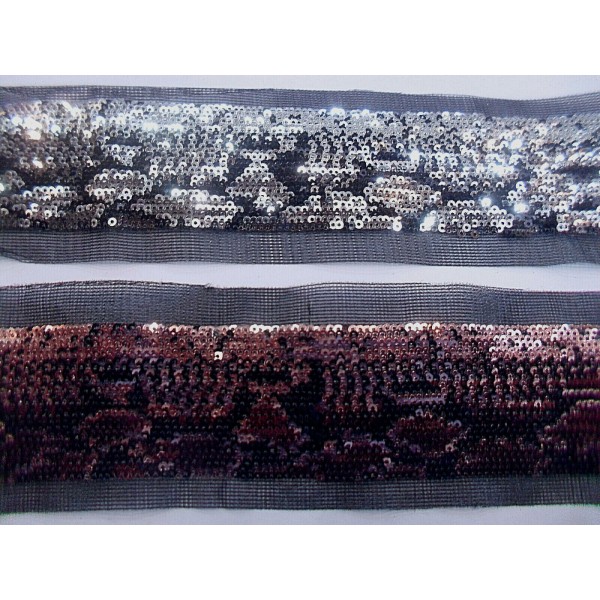 NOVITA' PASSAMANERIA ELEGANTE MACULATA MICROPAILLETTES H. 38/50 mm. 50 O 100 mm.