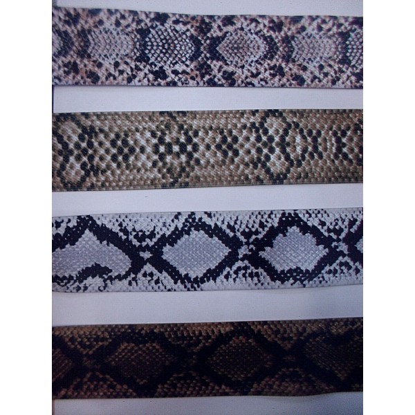 NOVITA' MODA 1 METRO BORDURA ELASTICA PITONATA EFFETTO METALLIZZATO H. 5 cm.