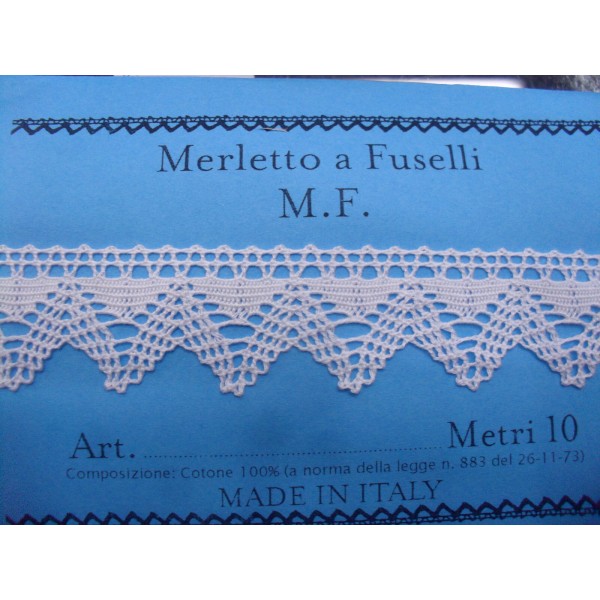 MERLETTO COTONE A FUSELLI MADE IN ITALY ALTO 2,8 cm. ART. 244 1 MT.