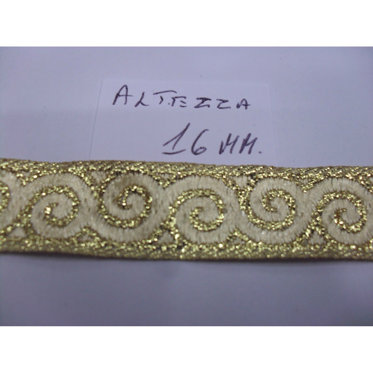 GALLONE JACQUARD LAME' ORO VARIE ALTEZZE E DISEGNI PER DECORAZIONI E VARIE 1 MT.