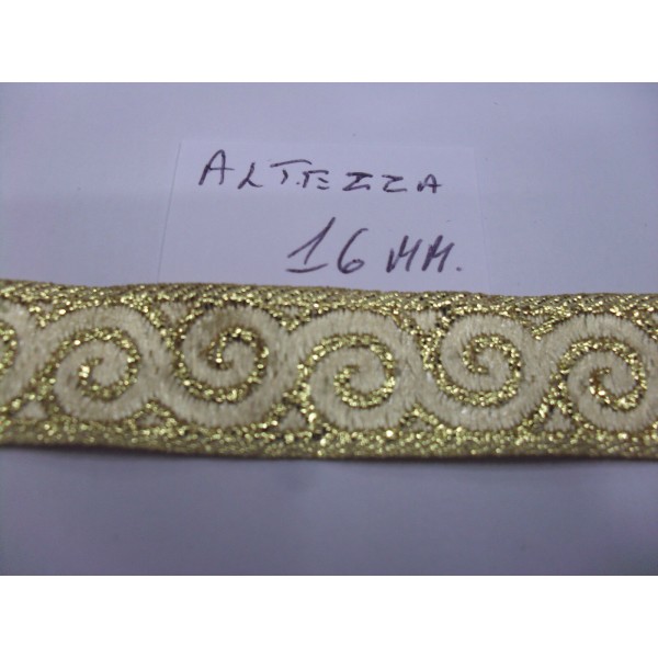 GALLONE JACQUARD LAME' ORO VARIE ALTEZZE E DISEGNI PER DECORAZIONI E VARIE 1 MT.