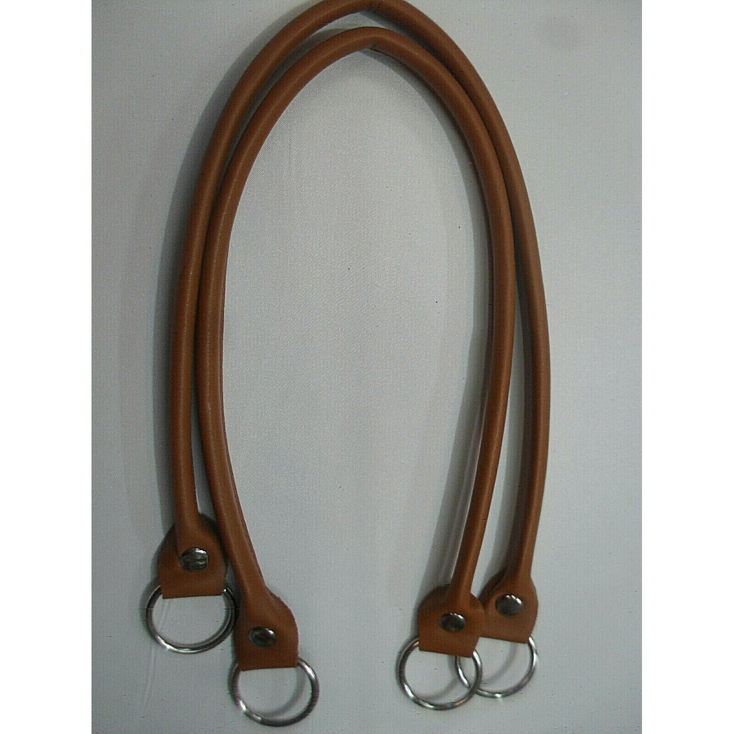 COPPIA MANICI TUBOLARI ECOPELLE CON ANELLI LUNGHEZZA 64 CM. X BORSA VARI COLORI