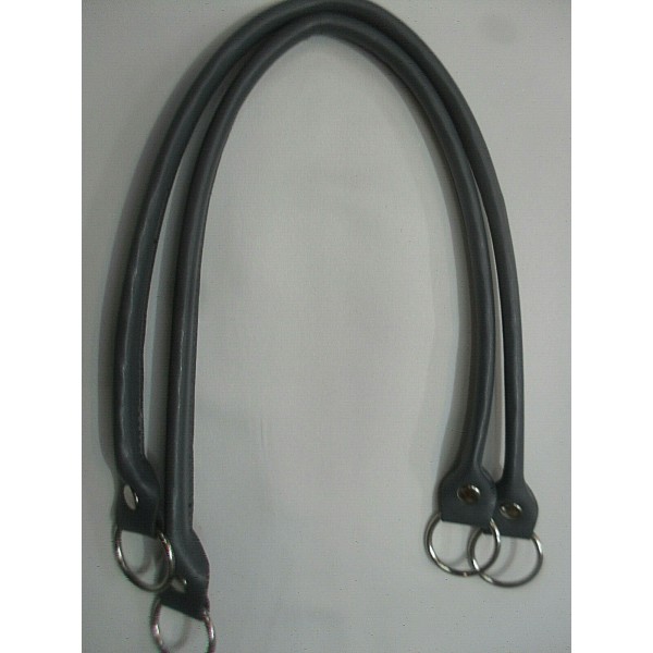 COPPIA MANICI TUBOLARI ECOPELLE CON ANELLI LUNGHEZZA 64 CM. X BORSA VARI COLORI