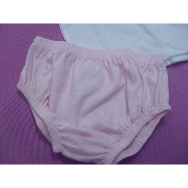 COMPLETO NEONATA BABY NIGHT MAGLIETTA + CULOTTA BIANCO E ROSA NUOVI ARRIVI