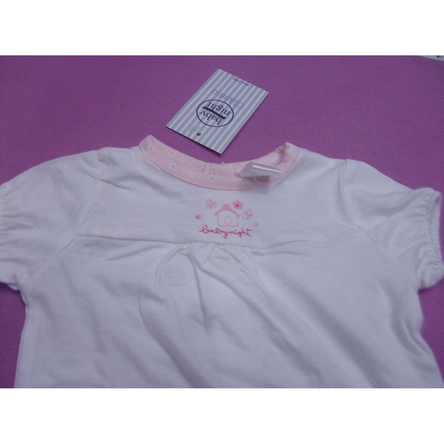 COMPLETO NEONATA BABY NIGHT MAGLIETTA + CULOTTA BIANCO E ROSA NUOVI ARRIVI