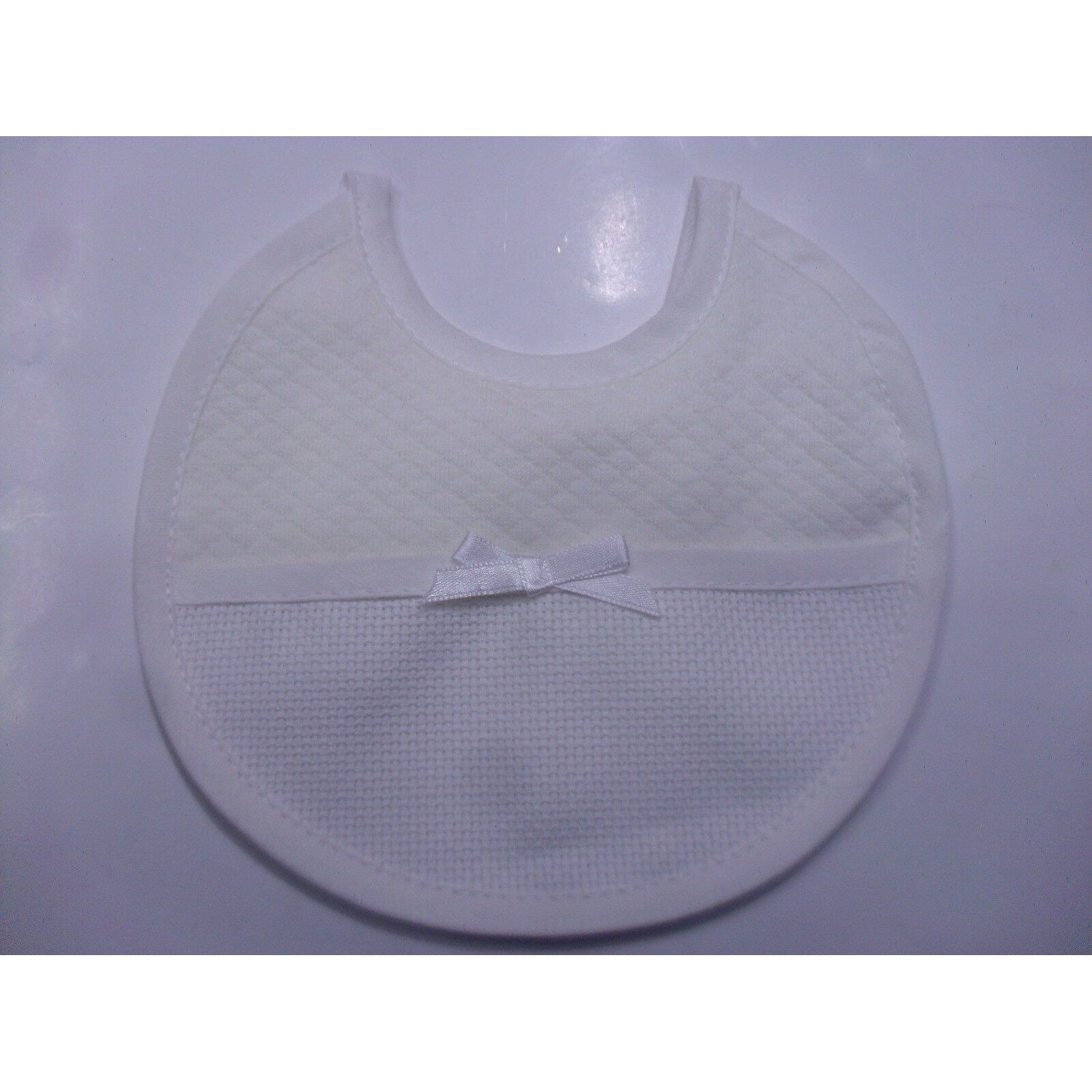 BAVETTA TONDA ROMBI PURO COTONE CON TASCA AIDA PER RICAMARE A PUNTO CROCE