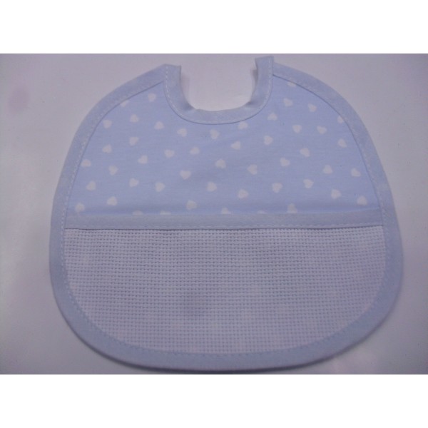 BAVETTA PURO COTONE IN JERSEY A CUORICINI TASCA AIDA PER RICAMO A PUNTO CROCE