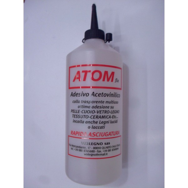 COLLA PER TESSUTI E VARIE ACETOVINILICA ATOM FIX FLACONE DA 200 O 500 GR.