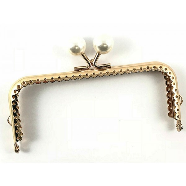 CLICK CLAK CHIUSURA ORO PALLINO PERLATO X BORSETTE BORSELLINI MISURA 12,5 cm.