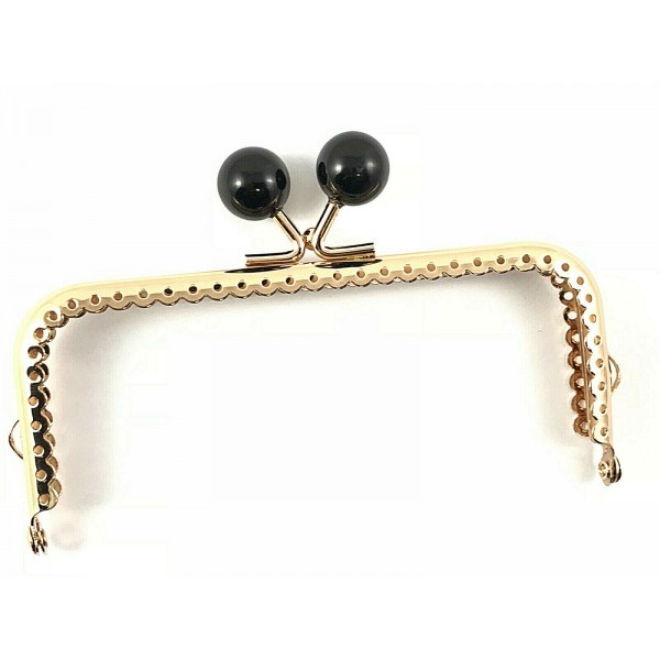 CLICK CLAK CHIUSURA ORO PALLINO PERLATO X BORSETTE BORSELLINI MISURA 12,5 cm.