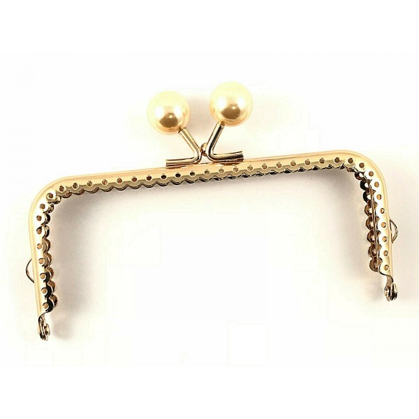 CLICK CLAK CHIUSURA ORO PALLINO PERLATO X BORSETTE BORSELLINI MISURA 12,5 cm.