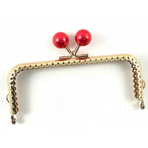 CLICK CLAK CHIUSURA ORO PALLINO PERLATO X BORSETTE BORSELLINI MISURA 12,5 cm.
