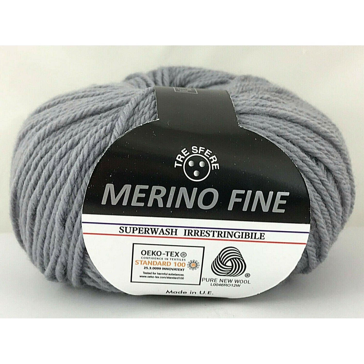 Gomitolo pura lana 100% merino fine Tre Sfere +- 125 mt. ferri o uncinetto 4/4,5