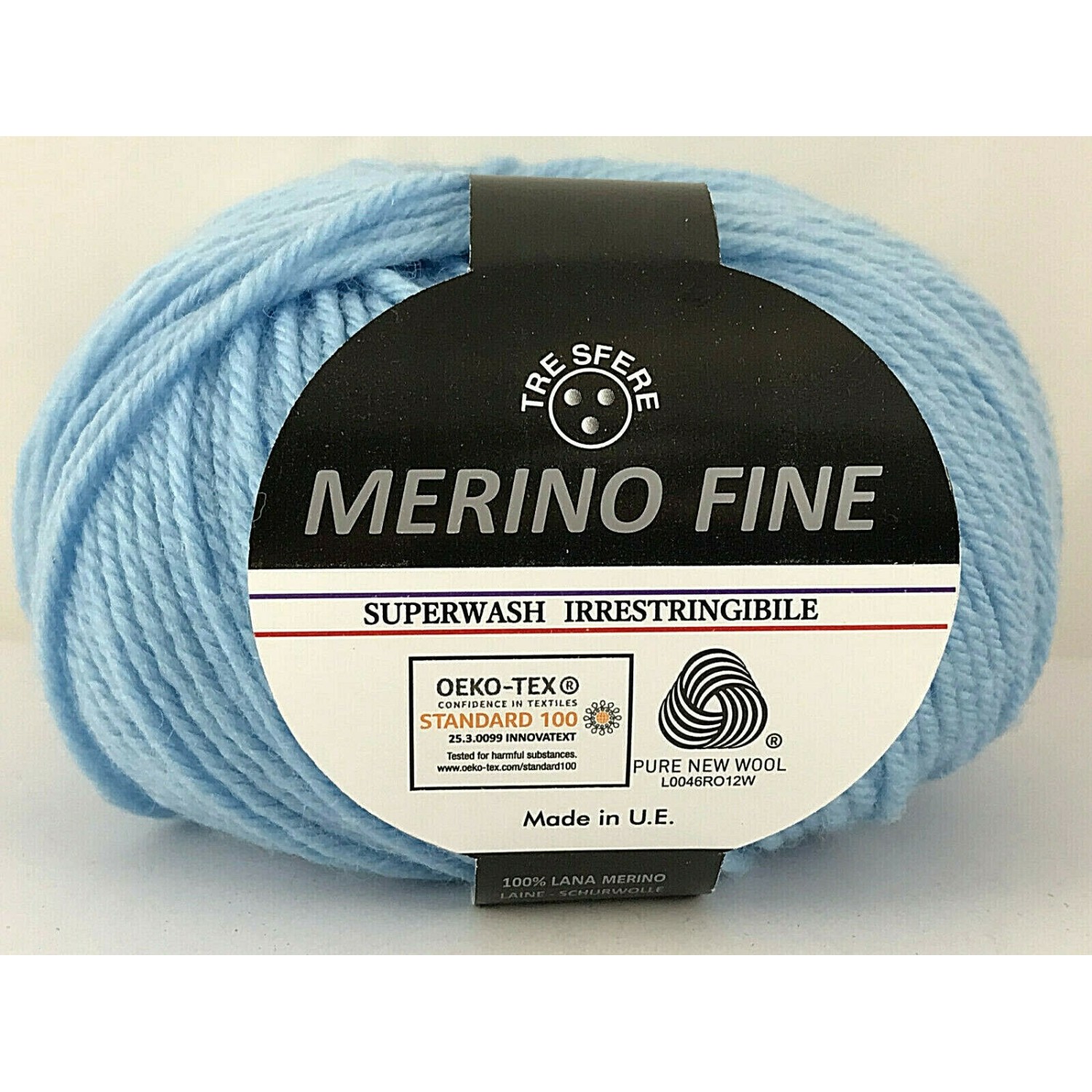 Gomitolo pura lana 100% merino fine Tre Sfere +- 125 mt. ferri o uncinetto 4/4,5