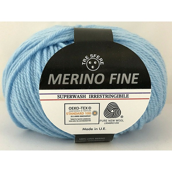 Gomitolo pura lana 100% merino fine Tre Sfere +- 125 mt. ferri o uncinetto 4/4,5