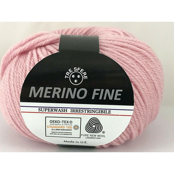 Gomitolo pura lana 100% merino fine Tre Sfere +- 125 mt. ferri o uncinetto 4/4,5