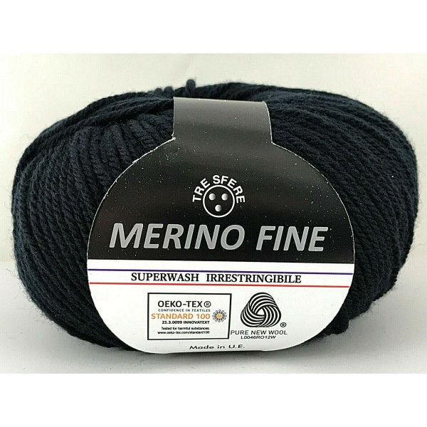 Gomitolo pura lana 100% merino fine Tre Sfere +- 125 mt. ferri o uncinetto 4/4,5