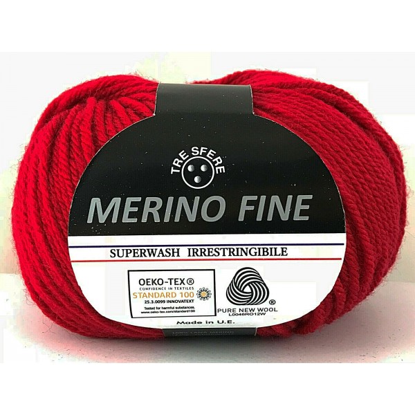 Gomitolo pura lana 100% merino fine Tre Sfere +- 125 mt. ferri o uncinetto 4/4,5