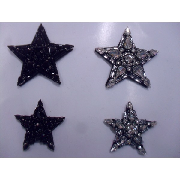 APPLICAZIONE STELLA PIETRE E STRASS CASTONATE E CORALLINI DA CUCIRE VARIE DIMEN.