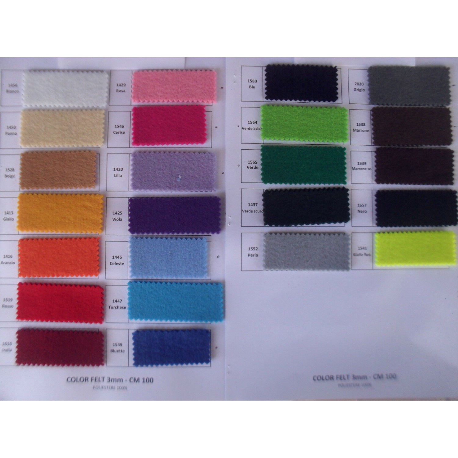 FELTRO SPESSORE 3 mm. (peso gr. 600 mtl.) 100% POLIESTERE 50X100 cm.