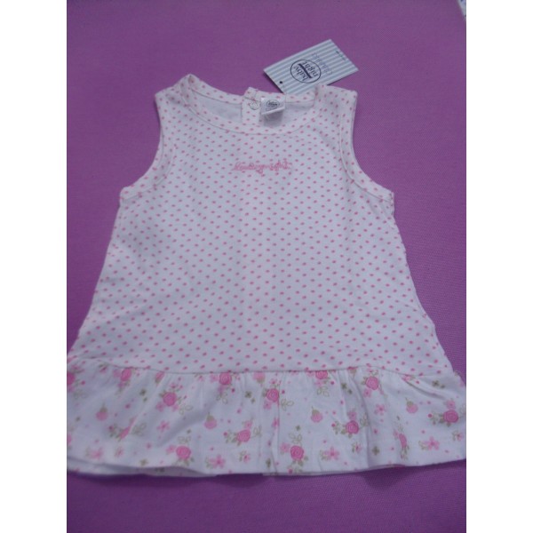 VESTITINO SMANICATO NEONATA BABY NIGHT BIANCO E ROSA POIS E FIORI NUOVI ARRIVI