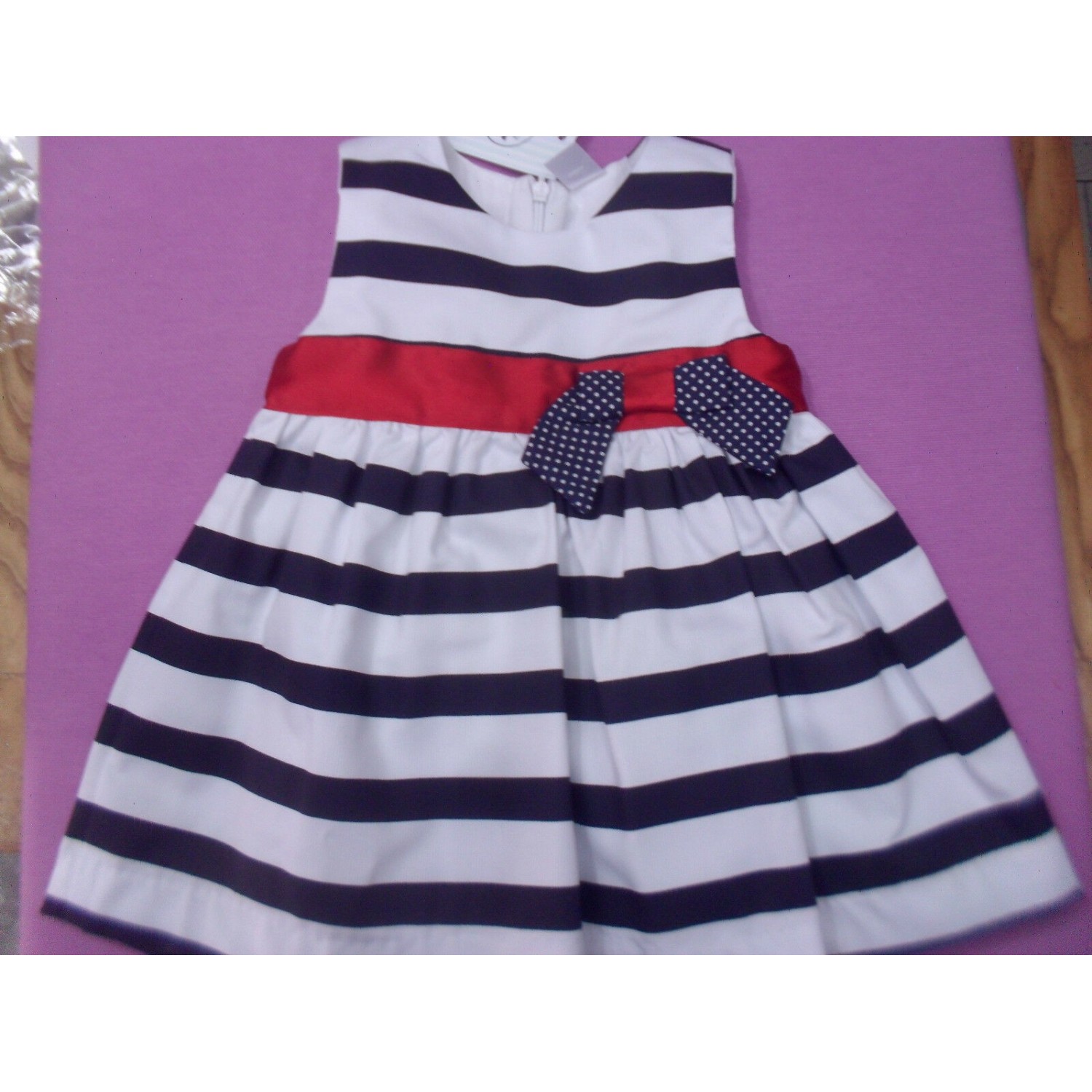 VESTITINO PIQUET BIANCO, BLU E ROSSO DA 12 MESI A 2 ANNI ART. 30212