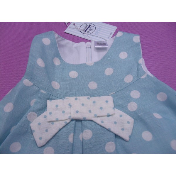 VESTITINO MISTO LINO VERDE TIFFANY DA 6 MESI A 3 ANNI NUOVI ARRIVI ART. 30209