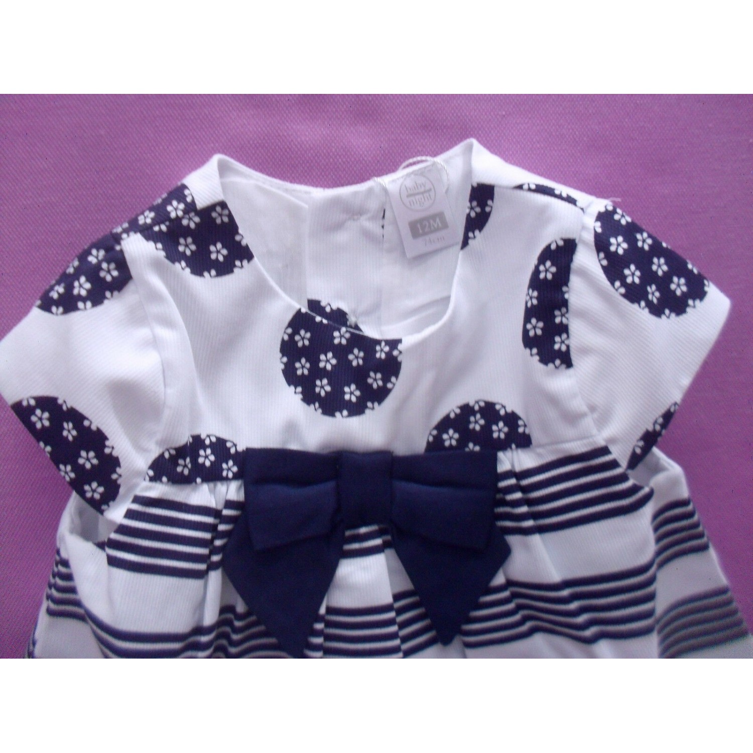 VESTINA PIQUET BIANCA E BLU DA 6 MESI A 3 ANNI NUOVI ARRIVI ART. 32158