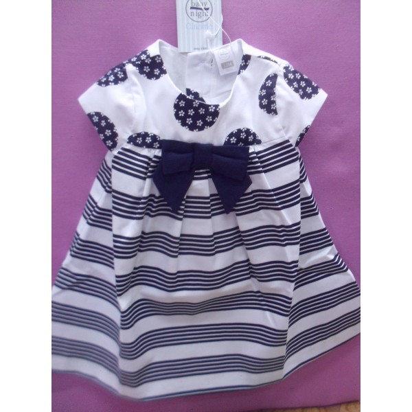 VESTINA PIQUET BIANCA E BLU DA 6 MESI A 3 ANNI NUOVI ARRIVI ART. 32158