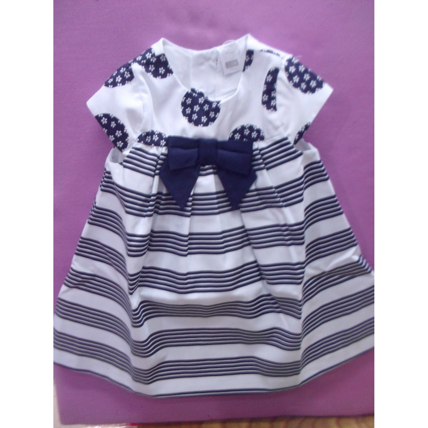 VESTINA PIQUET BIANCA E BLU DA 6 MESI A 3 ANNI NUOVI ARRIVI ART. 32158