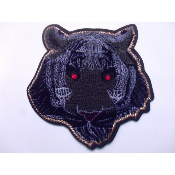 TOPPA PATCH APPLICAZIONE TIGRE RICAMO VELLUTO SU ECOP. SC.TERMO VARIE DIMENSIONI