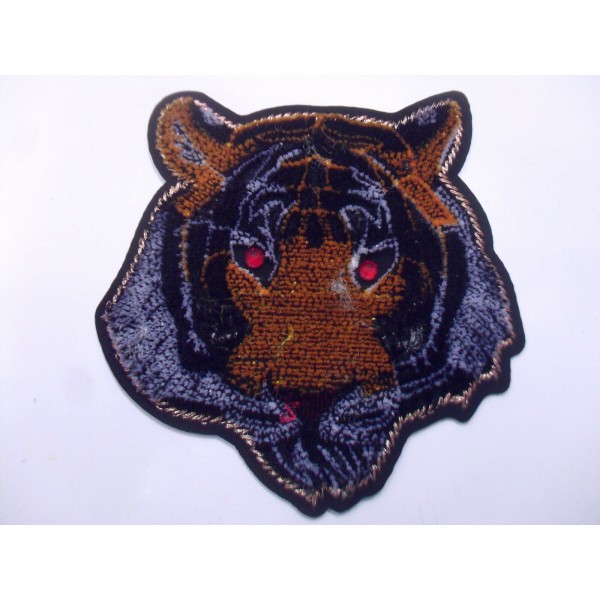 TOPPA PATCH APPLICAZIONE TIGRE RICAMO VELLUTO SU ECOP. SC.TERMO VARIE DIMENSIONI