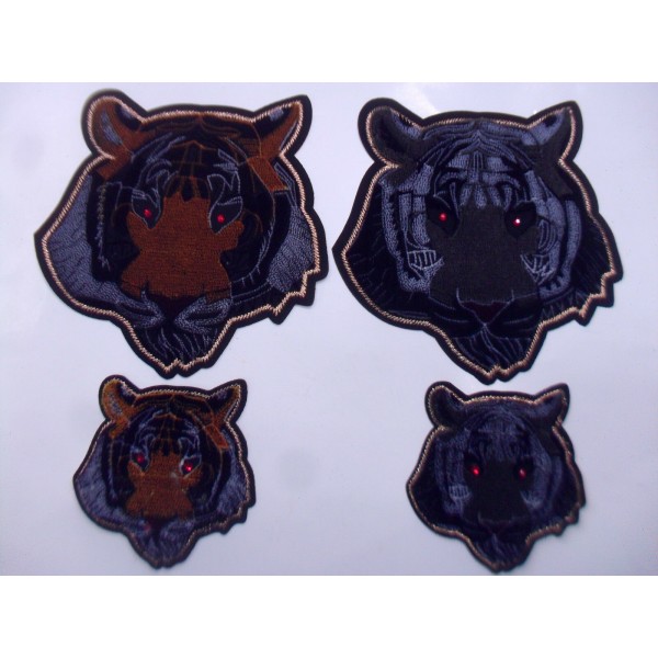 TOPPA PATCH APPLICAZIONE TIGRE RICAMO VELLUTO SU ECOP. SC.TERMO VARIE DIMENSIONI