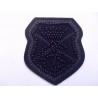 TOPPA PATCH APPLICAZIONE SCUDO RICAMO SU ECOPELLE TERMO O CUCIRE D. 7,1X6,9 cm.