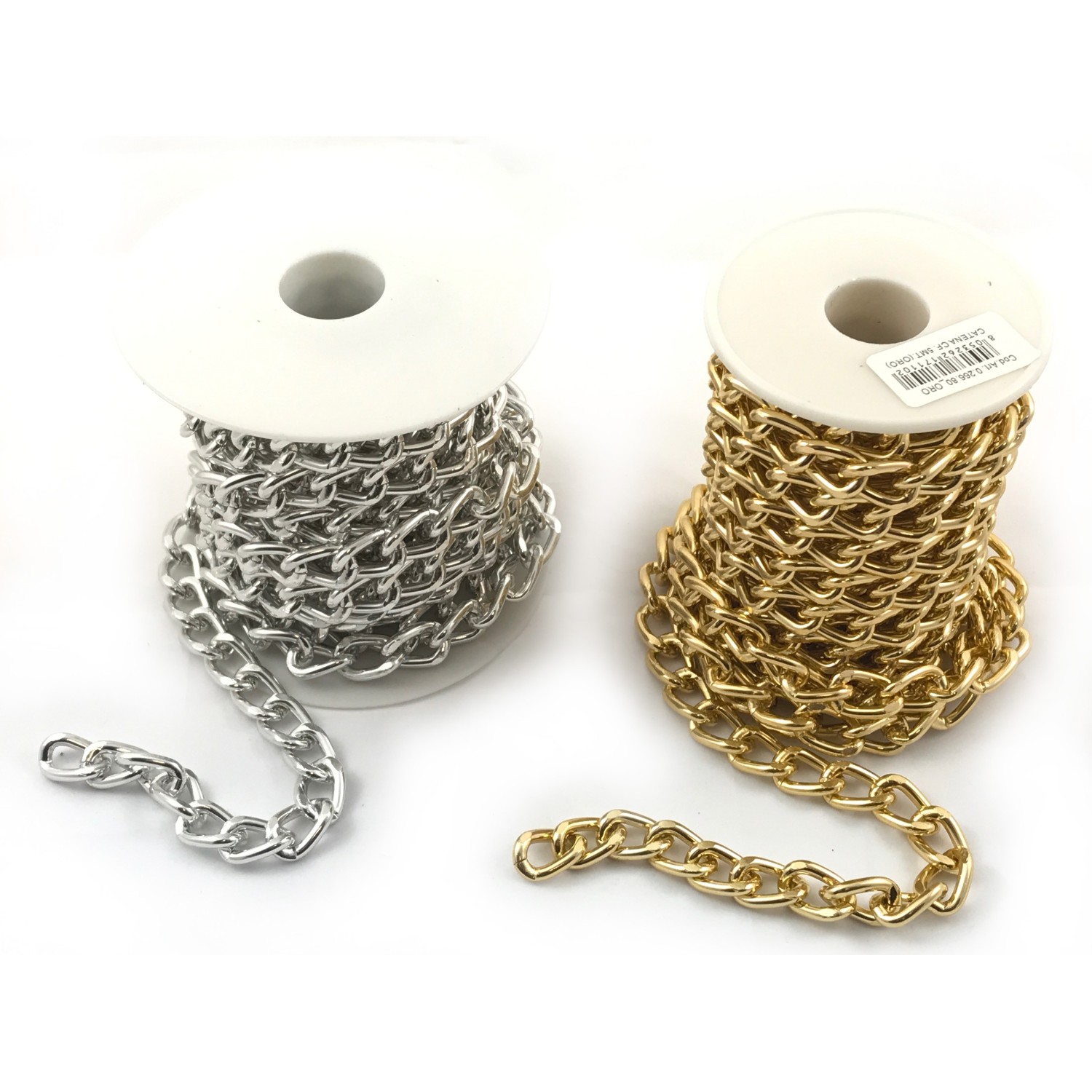 Catena metallo h. 12 mm. per decorazioni abbigliamento, borsette e varie 1 mt.