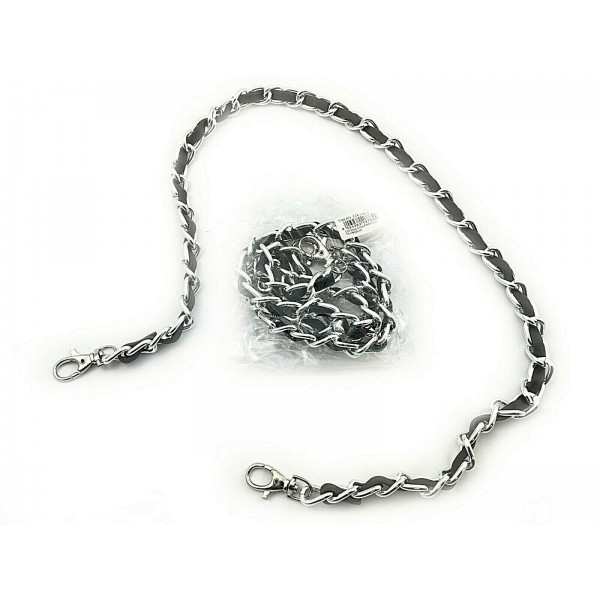 CATENA METALLO CON GANCI 75 cm. CON PROFILO ECOPELLE X TRACOLLE BORSE E BORSETTE