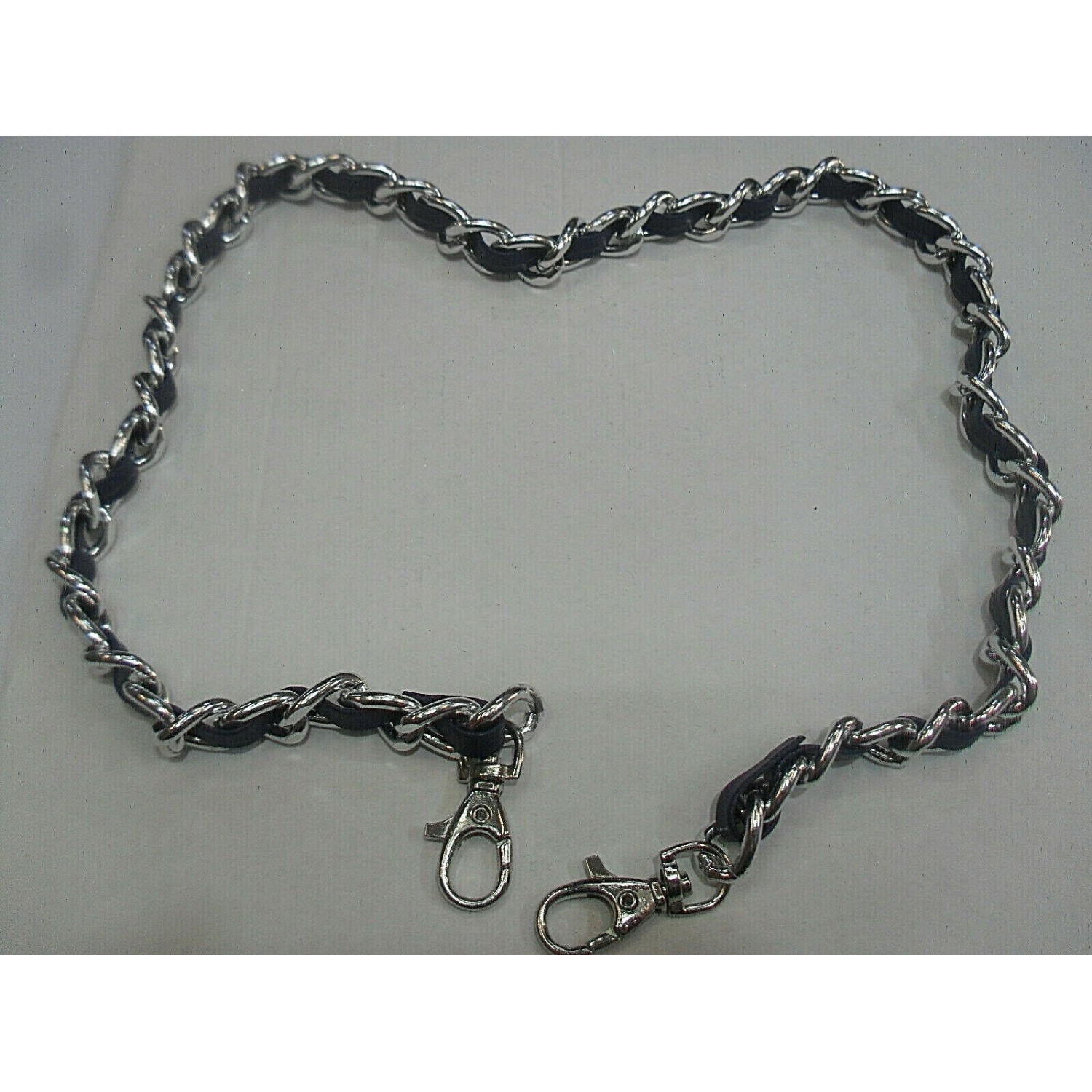 CATENA METALLO CON GANCI 75 cm. CON PROFILO ECOPELLE X TRACOLLE BORSE E BORSETTE