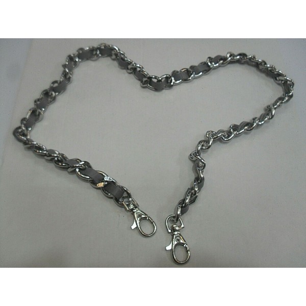 CATENA METALLO CON GANCI 75 cm. CON PROFILO ECOPELLE X TRACOLLE BORSE E BORSETTE