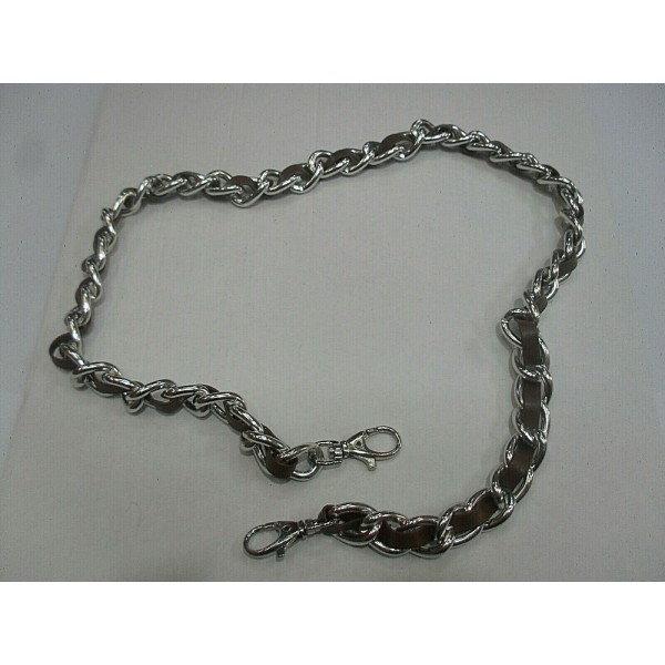 CATENA METALLO CON GANCI 75 cm. CON PROFILO ECOPELLE X TRACOLLE BORSE E BORSETTE