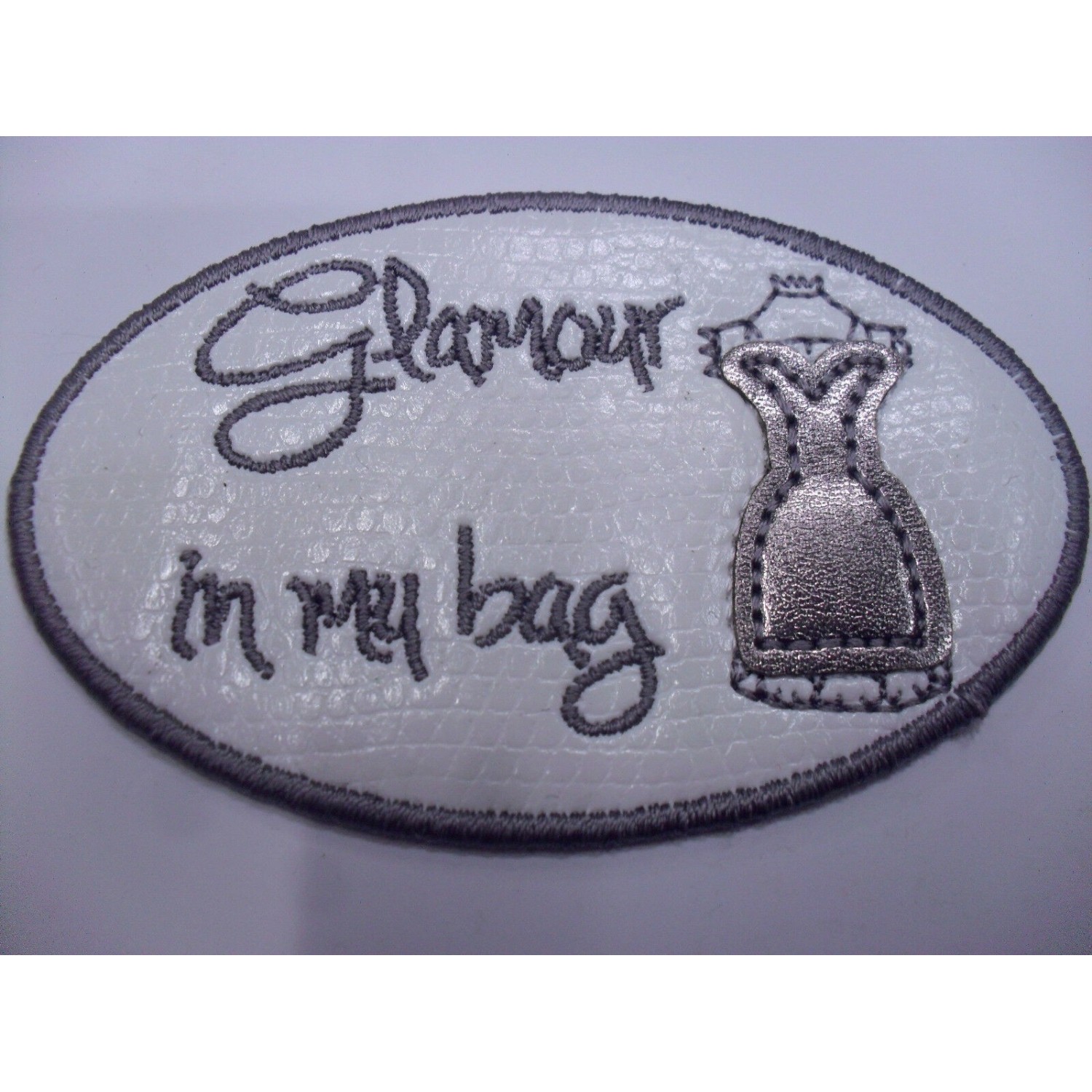 TOPPA PATCH APPLICAZIONE RICAMO SU ECOPELLE "GLAMOUR" TERMO O CUCIRE 4,8X8 cm.