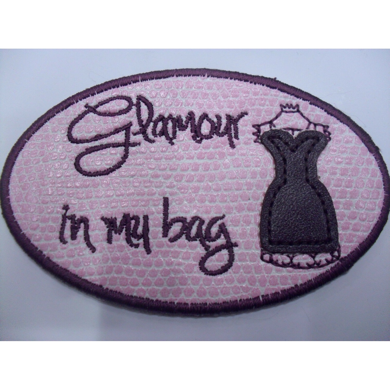 TOPPA PATCH APPLICAZIONE RICAMO SU ECOPELLE "GLAMOUR" TERMO O CUCIRE 4,8X8 cm.