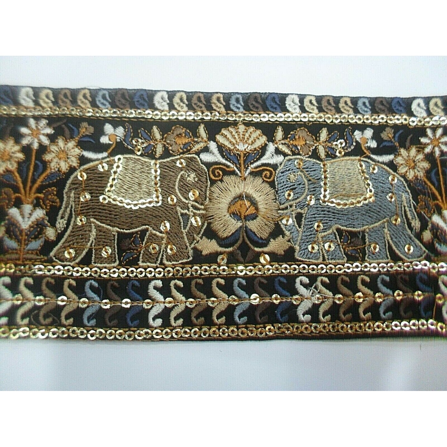 1 Metro passamaneria gallone ricamato h. 8,5 cm. per decorazioni abbigliamento, borse e coffe