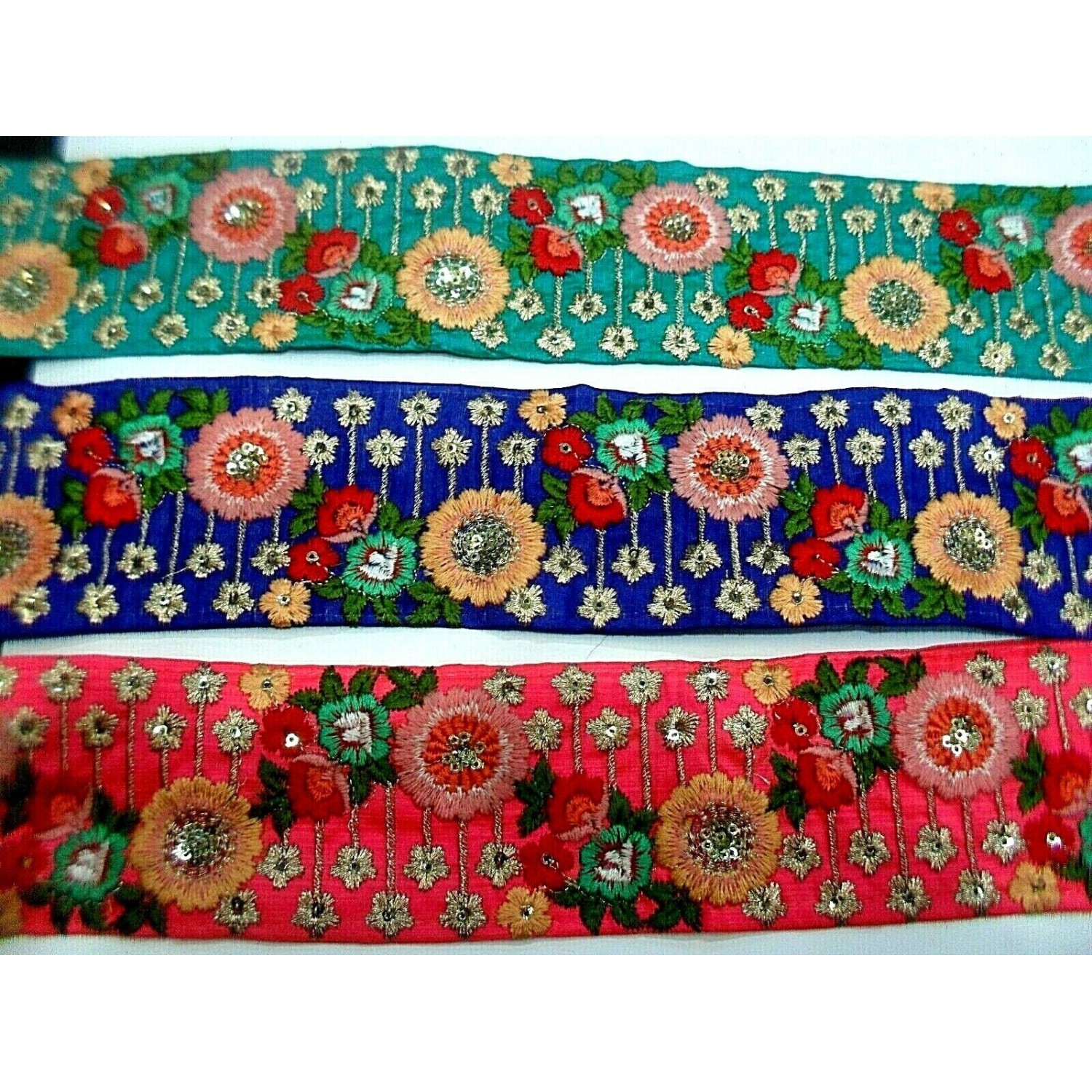 1 Metro passamaneria gallone ricamato h. 7 cm. per decorazioni varie borse e coffe