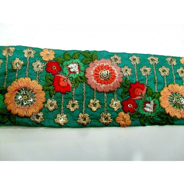 1 Metro passamaneria gallone ricamato h. 7 cm. per decorazioni varie borse e coffe